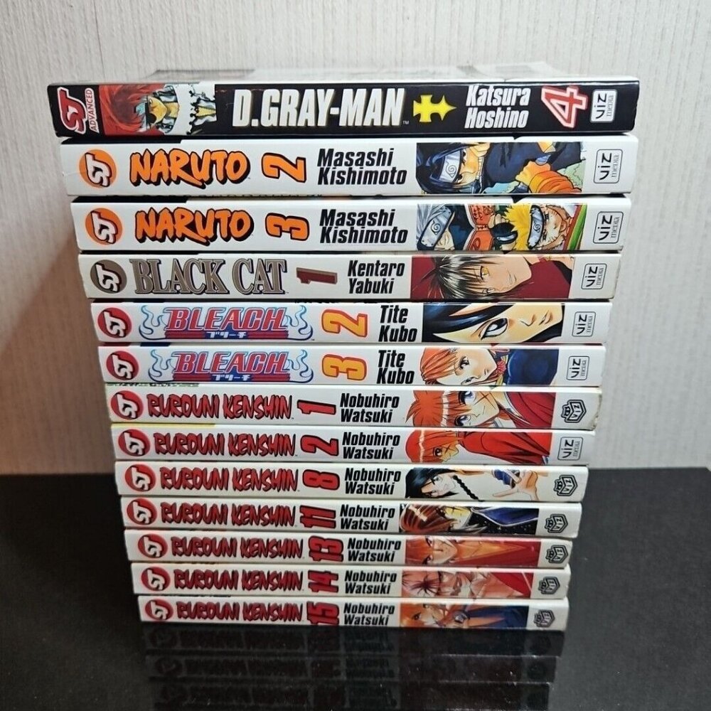 Shonen Jump Manga Lot Of 14 Naruto Bleach Black Cat Graphic Novel Mixed Titles
